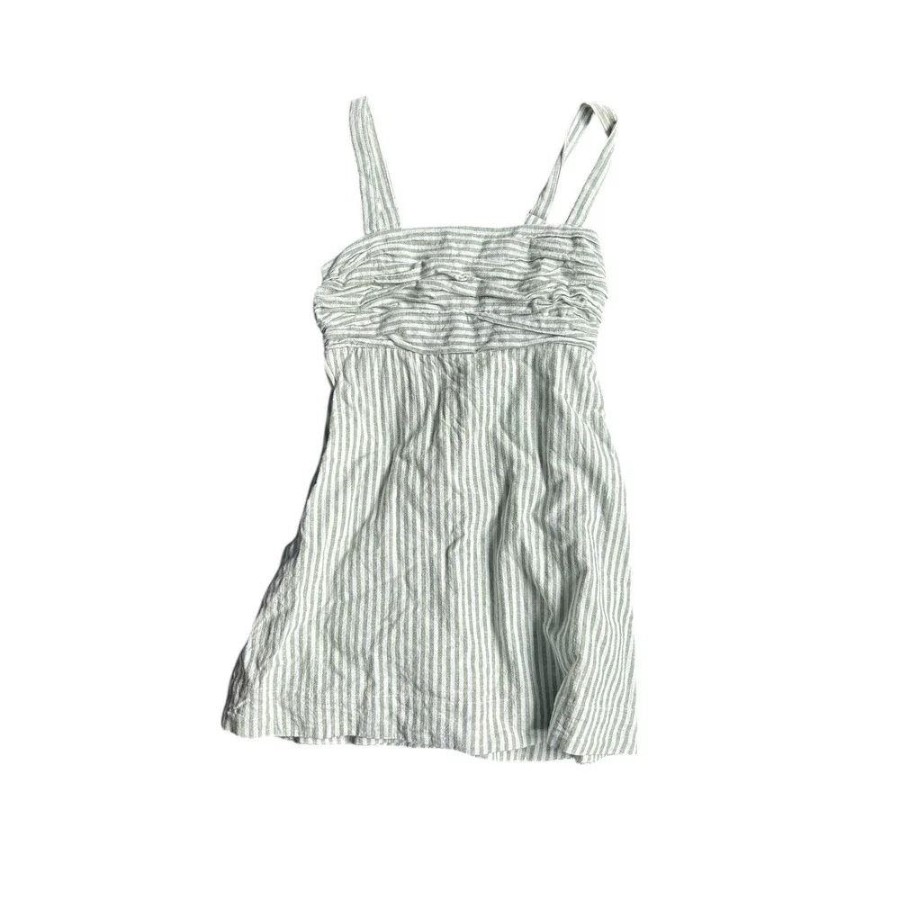 Abercrombie & Fitch Emerson Green Striped Linen Blend Mini Dress Women's Small